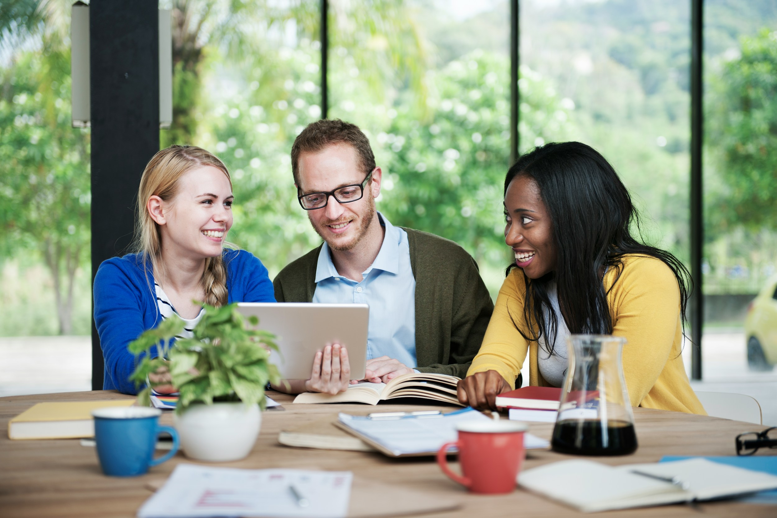 Colleagues collaborating at a table